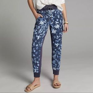 Anthropologie Floral Joggers Navy XS